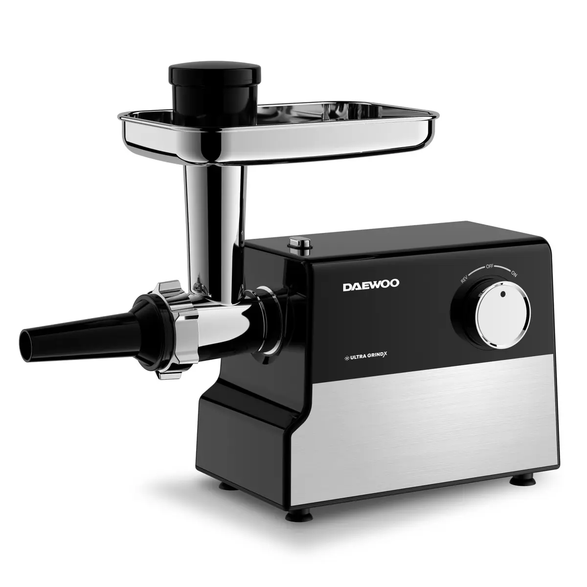 Masina de tocat Daewoo DMG2000DC, 2000 W, 2.5 kg/min, 3 site incluse, 1 viteze, 1 accesorii, functie reverse, Inox [2]