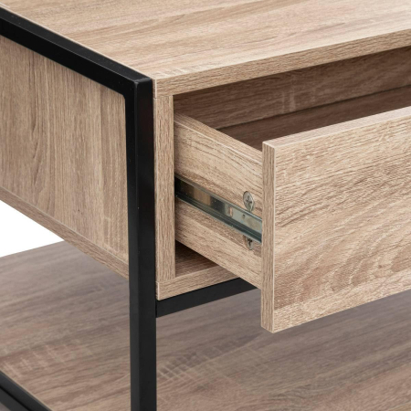 Masuta cafea 5Five Aliaj cu design rectangular, finisaj stejar, 100x40x50 cm, bej [3]