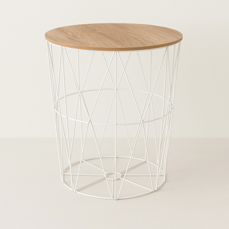 Masuta cafea Atmosphera Kumi, otel si MDF, 47x57 cm, alb [2]