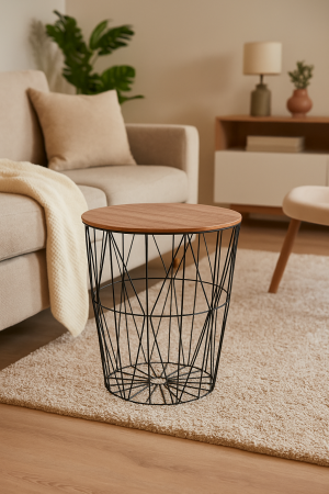 Masuta cafea Atmosphera Kumi, otel si MDF, 47x57 cm, negru [1]