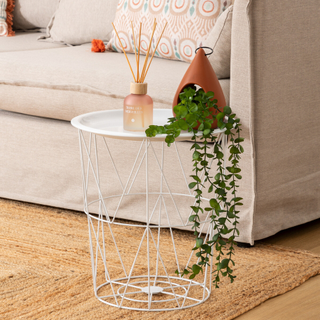 Masuta cafea cu depozitare Atmosphera Kumi, otel, 37x40 cm, alb [2]