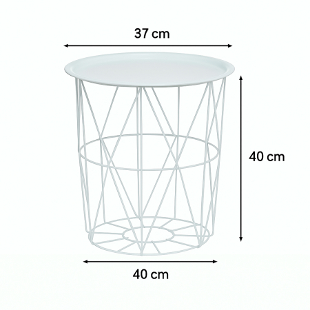 Masuta cafea cu depozitare Atmosphera Kumi, otel, 37x40 cm, alb [6]