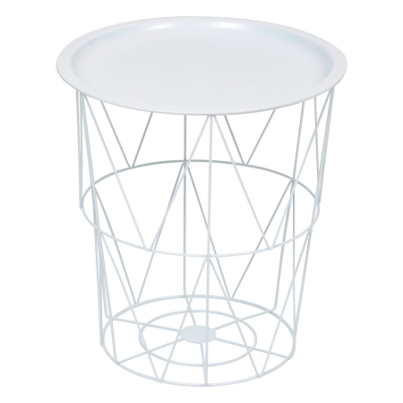 Mese cafea si decorative - Masuta cafea cu depozitare Atmosphera Kumi, otel, 37x40 cm, alb