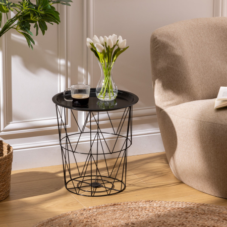 Masuta cafea cu depozitare Atmosphera Kumi, otel, 37x40 cm, negru [1]