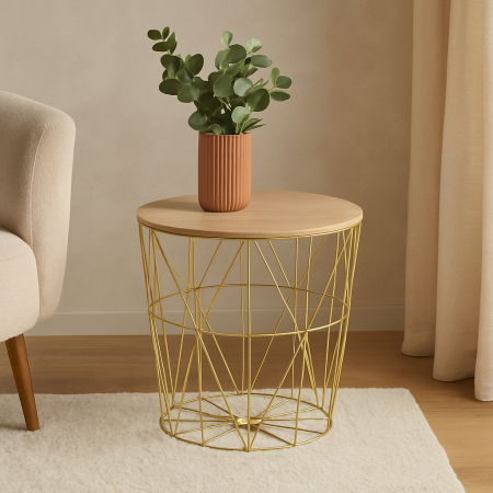 Masuta cafea rotunda Atmosphera Kumi, 40x41 cm, auriu [2]