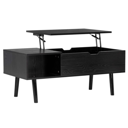 Mese cafea si decorative - Masuta de cafea cu blat rabatabil si spatiu de depozitare, cadru metalic si PAL, 100x50x43 cm, negru