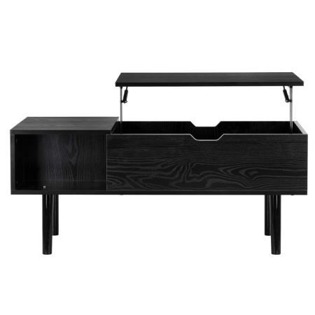 Masuta de cafea cu blat rabatabil si spatiu de depozitare, cadru metalic si PAL, 100x50x43 cm, negru [5]