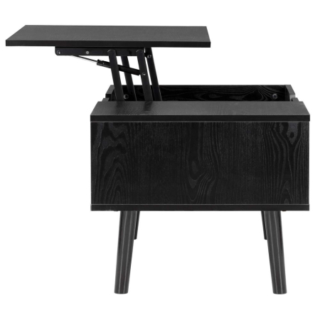 Masuta de cafea cu blat rabatabil si spatiu de depozitare, cadru metalic si PAL, 100x50x43 cm, negru [12]