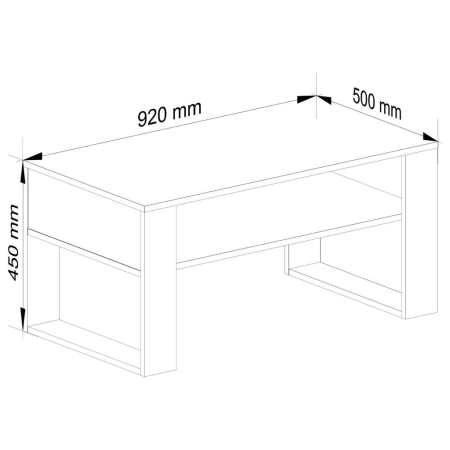Masuta de cafea Domi cu raft inferior, blat laminat, 92x50x45 cm, stejar craft si negru [2]