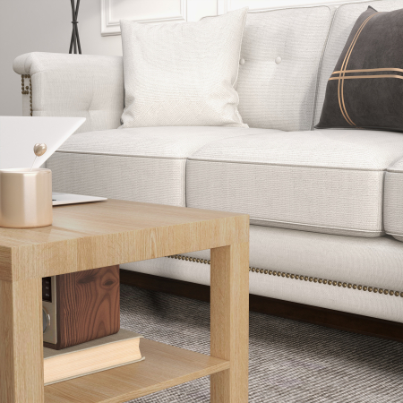  Masuta de Cafea Dreptunghiulara cu Raft 90x45x44.5cm Lemn Natural [7]