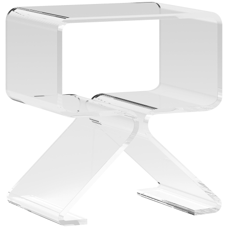 Mese cafea si decorative -  Masuta de Cafea Geometrica cu 2 Niveluri cu Picioare Triunghiulare din Acril, 40x30x45 cm, Transparenta