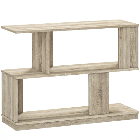 Mese cafea si decorative -  Masuta de cafea moderna in forma de S cu 4 rafturi 90x30x61 cm Lemn