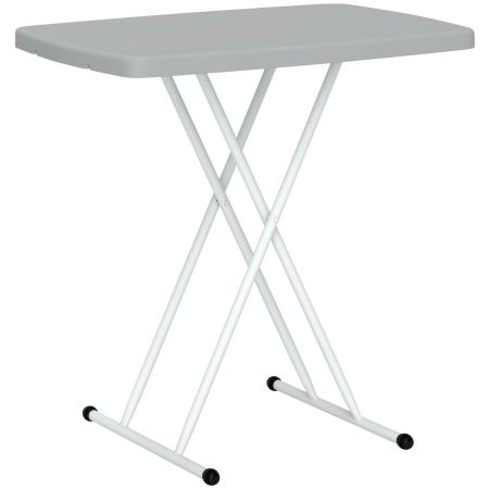 Gradina & balcon -  Masuta de Cafea Pliabila, Reglabila pe inaltime si Portabila, cu Blat HDPE si Cadru Metalic, 76x50x74 cm, Alb