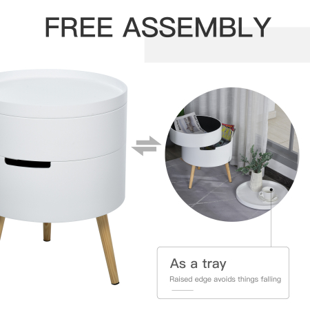  masuta de cafea rotunda, Φ38 x 48,3cm, lemn, alb [4]