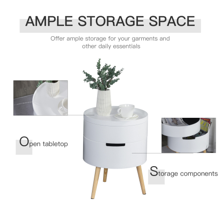  masuta de cafea rotunda, Φ38 x 48,3cm, lemn, alb [5]