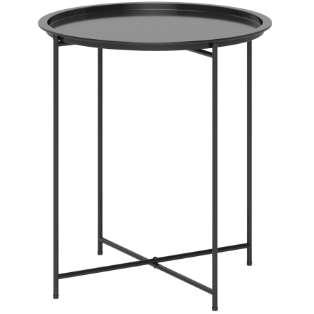 Gradina & balcon -  Masuta de gradina cu tava detasabila si picioare pliabile din otel, Ø46x50 cm, negru
