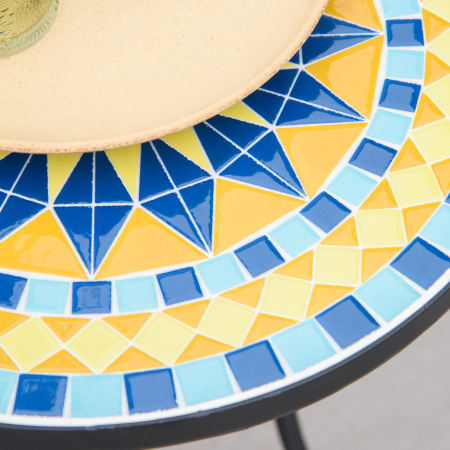 Masuta de Gradina din Metal cu Blat din Mozaic Ceramic, Ф35.5x53.5cm, Multicolor [6]