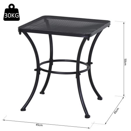  Masuta de Gradina Patrata din Otel cu Blat Perforat, 45x45x50 cm, Negru [2]
