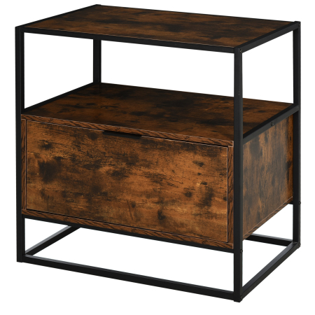 Mese cafea si decorative -  Masuta de Salon Moderna din Lemn Maro Inchis Cadru Negru