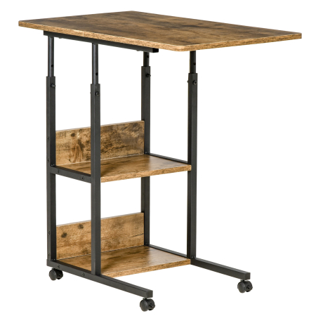 Mese cafea si decorative -  Masuta de Sufragerie, Noptiera cu Design Reglabil in Inaltime, Maro stil Rustic