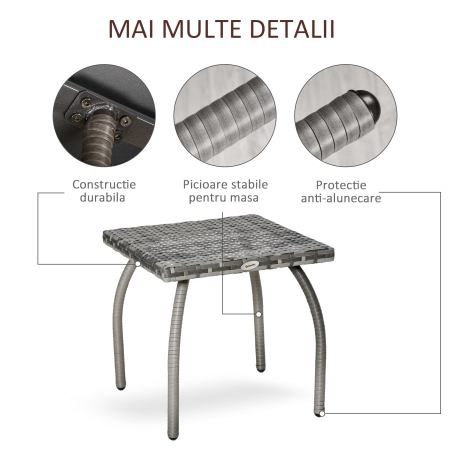  Masuta din Ratan Sintetic pentru Exterior si Gradina Gri [5]