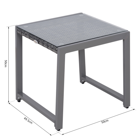 masuta exterior, blat sticla, 50x50x50cm, gri [2]