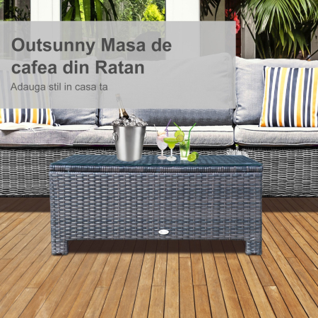  masuta exterior, sticla securizata, 85x50x39cm, maro [8]