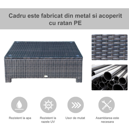  masuta exterior, sticla securizata, 85x50x39cm, maro [4]