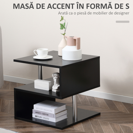  Masuta Joasa Salon - Lemn Negru 50×50×50 cm [3]
