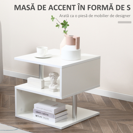  masuta living, lemn si fier, 50x50x50cm alb [3]