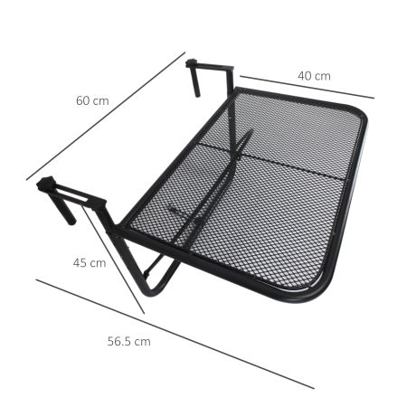  Masuta Suspendabila pentru Balcon 60×56,5×45 cm - Negru [2]