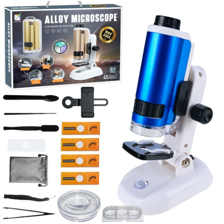 Microscop educational cu accesorii, marire 100x-250x, iluminare LED, suport smartphone, set pentru experimente [1]