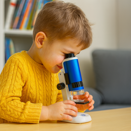 Microscop educational cu accesorii, marire 100x-250x, iluminare LED, suport smartphone, set pentru experimente [3]