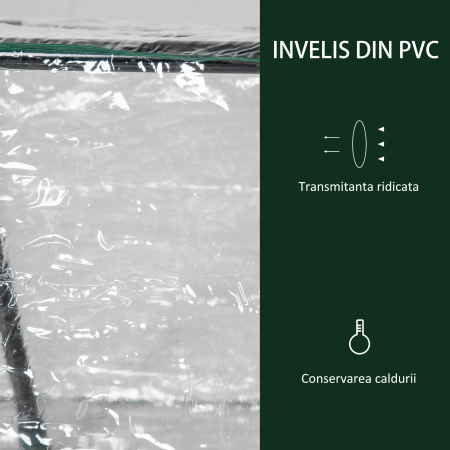  Mini Sera de Gradina cu 2 Ferestre Rulou si Copertina PVC Anti-UV, 120x60x60cm, Transparenta [5]