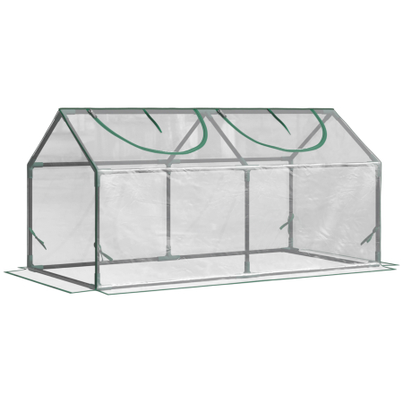 Prelate, pavilioane, umbrele terasa -  Mini Sera de Gradina cu 2 Ferestre Rulou si Copertina PVC Anti-UV, 120x60x60cm, Transparenta