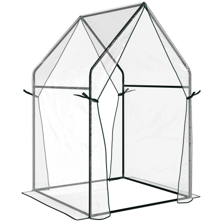 Prelate, pavilioane, umbrele terasa -  Mini Sera de Gradina cu 2 Usi Rulabile si Acoperire din PE 90x90x145cm, Transparenta