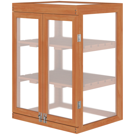 Gradina & balcon -  Mini Sera de Gradina cu 3 Etajere din Lemn de Brad si Policarbonat, Deschidere Laterala si Frontala, 58x44x78cm, Portocaliu