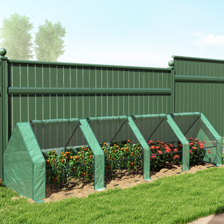  Mini Sera de Gradina cu 4 Usi Rulabile si Acoperire Extinsa, din Otel si PE, 360x90x90 cm, Verde [7]