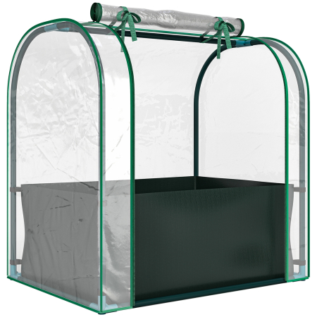 Prelate, pavilioane, umbrele terasa -  Mini Sera de Gradina cu Sac de Plantare, Sera pentru Gradina cu Usa Rulanta, Structura din Otel, Acoperire din Plastic, pentru Legume, Flori, Plante, Verde inchis