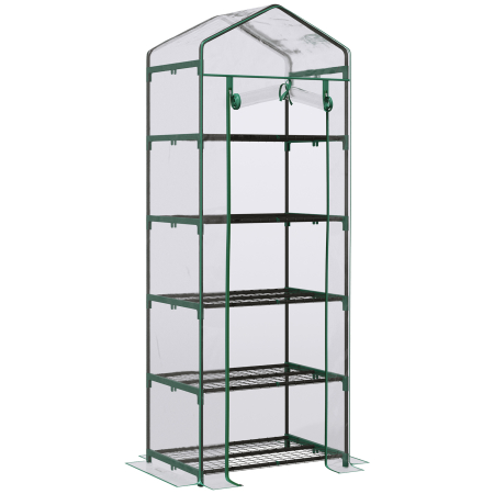 Prelate, pavilioane, umbrele terasa -  Mini Sera pentru Plante cu 5 Etajere din Otel cu Copertina din PVC, 69x49x193cm