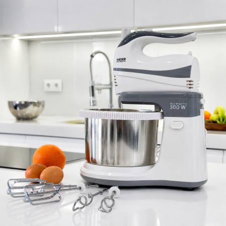 Mixer cu bol din inox HAEGER MAX MIXER PRO, Bol rotativ 3L, Putere 500W, Bol auto-rotativ pentru amestecare uniforma, 5 viteze si functie Turbo, Alb [6]