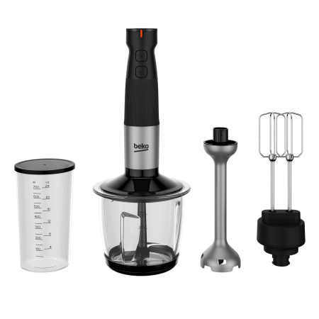 Mixere, tocatoare & roboti de bucatarie - Mixer de mana Beko HBA81762BX, 3in1, 750 W, capacitate 1 l, viteza variabila, 4 functii, 2 cutite, negru / inox