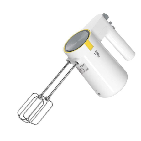 Mixere, tocatoare & roboti de bucatarie - Mixer de mana Beko HMM62404W, 425 W, 5 viteze, functie Turbo, accesorii inox pentru mixat si framantat, alb