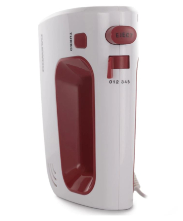 Mixer de mana Daewoo DHM122R, 300 W, 0.8 kg, 5 viteze, 2 accesorii, 1 accesorii, functie turbo, Alb, Rosu [2]