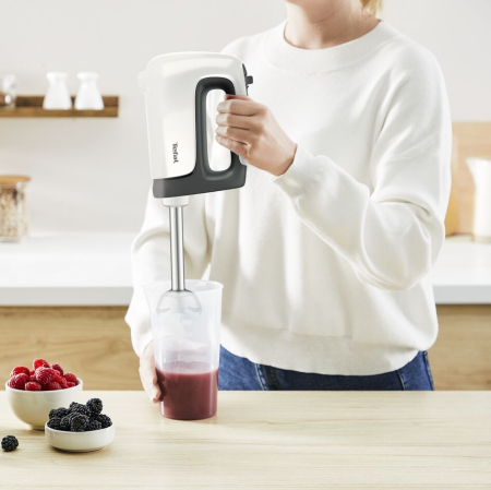 Mixer de mana Prep'Mix HT462138, 500 W, 5 trepte de viteza, functie Turbo, 2 teluri, 2 carlige, picior pasator, pahar gradat, alb [5]