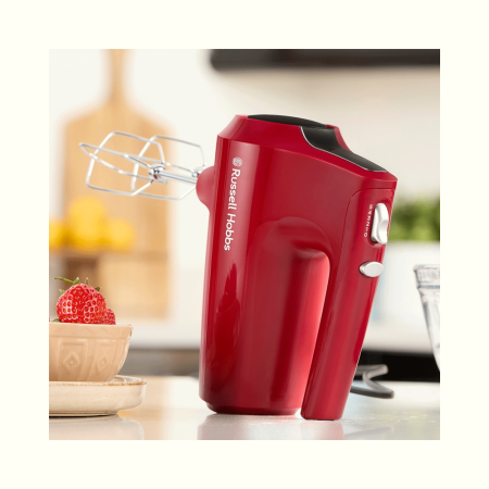 Mixer de mana Russell Hobbs 27150-56 Desire, 350W, 5 viteze + turbo, accesorii crom lavabile la masina de spalat vase, Rosu [6]