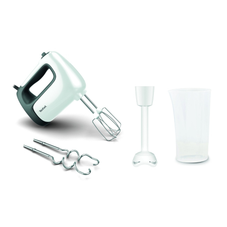 Mixer de mana Tefal Prep'Mix HT461138, 500W, 5 trepte viteza, functie turbo, 2 teluri, 2 carlige, picior pasator, pahar gradat, alb [10]