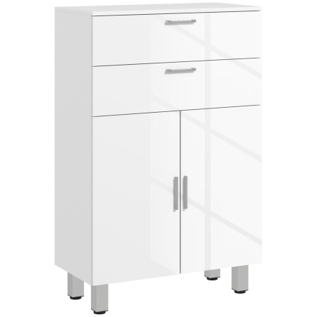 Baie -  Mobila baie cu 2 sertare si dulap cu raft reglabil, din lemn, 60x30x93 cm, alb