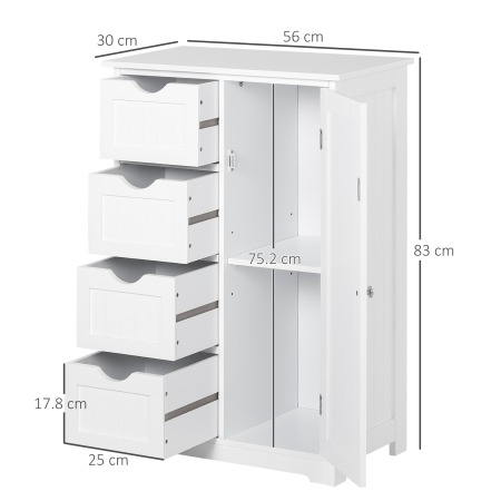  Mobila de Baie cu Usa Basculanta si Sertare Alb 56 x 30 x83cm [2]