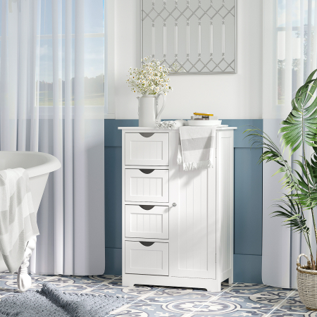  Mobila de Baie cu Usa Basculanta si Sertare Alb 56 x 30 x83cm [1]